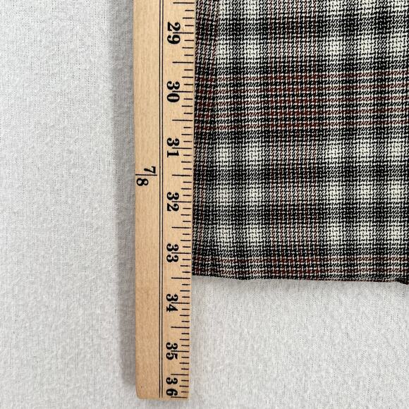 THEORY Demitria Pants Womens 0 Brown Black Plaid Wool Flare Leg Mid Rise Stretch - Picture 16 of 16